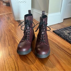 Burgundy/Red Combat Boots